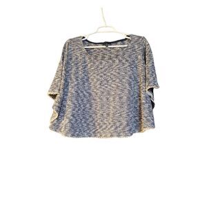 Mascara Womens Knit Sweater Top Size XL Cropped Batwing‎ Sleeves Blue Heather